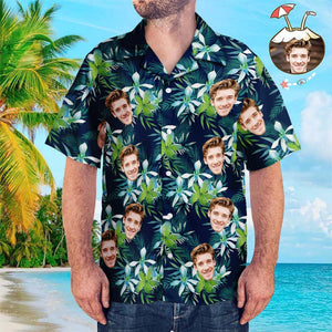 Custom Face Hawaiian Shirt Men's Photo Shirt All Over Print Shirt - Tropical Style