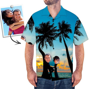 Custom Face Hawaiian Shirt Men's Photo Shirt All Over Print Shirt - Seaside Sunset