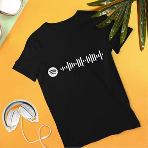 Custom Spotify Code Gifts Short Sleeve Shirt Music Shirt Personalized Present Black