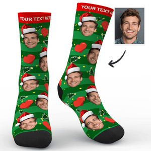 Custom Face On Socks Personalized Photo And Name Socks Christmas Gifts - Christmas Heart