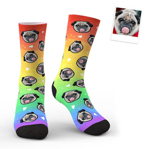 Custom Face Rainbow Print Socks 3D Preview - My Face Gifts