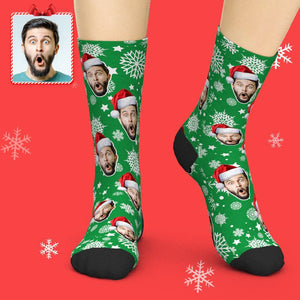 3D Preview Custom Face Socks Add Pictures Christmas Socks - Santa Hat