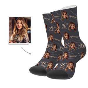 Custom Face Socks Personalized Cat Photo And Name Socks Unique Gifts - Happy 40th Birthday