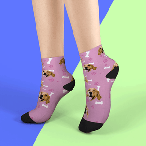 Custom Face On Short Socks Personalized Dog Photo Socks Gifts For Pet Lover