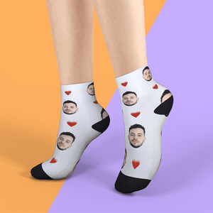 Custom Face On Short Socks Personalized Photo Socks Unique Gifts - Heart