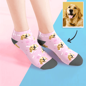 Custom Face On Low cut Ankle Socks Personalized Dog Photo Socks Gifts For Pet Lover