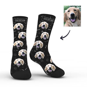 Custom Rainbow Socks Dog With Your Text - Black - MyFaceSocks