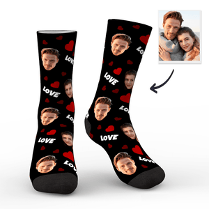 Custom Face On Socks Personalized Photo Socks Gifts For Family - Love