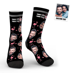 3D Preview Custom Swan Flamingo And Face On Socks - My Face Gifts
