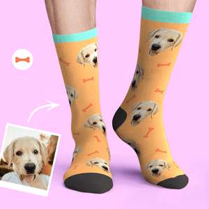 Custom Face On Socks Personalized Dog Socks For Pet Lover - Bone