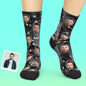 Custom Face On Socks Personalized Photo And Name Socks Special Gift - Constellations