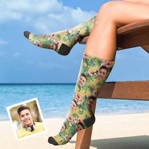 Custom Face On Socks Personalized Photo Socks Best Gifts Idea - Yellow