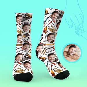 Custom Face On Socks Personalized Photo Socks Best Father's Gifts Idea - Mechanical tools