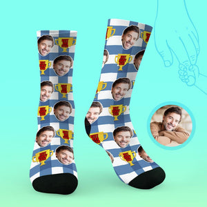 Custom Face On Socks Personalized Photo Socks Best Father's Gifts Idea - Best Dad Trophy