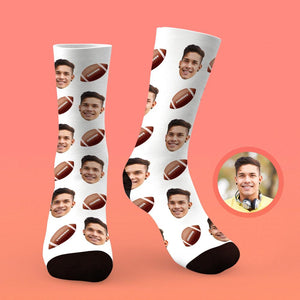 Custom Face On Socks Personalized Photo Socks Best Sports Fan's Gifts Idea - American football