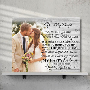 Custom Photo Wall Decor Painting Canvas With Text Horizontal Version - To Lover