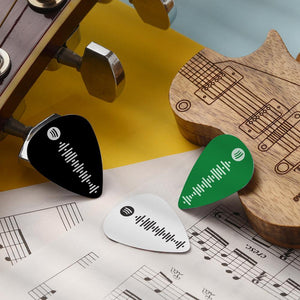 Custom Scannable Spotify Code Gifts Guitar Pick 12Pcs Engraved Personalized Music Song Guitar Pick Black