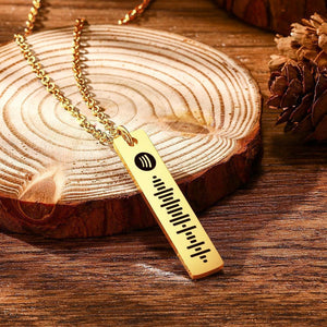 Personalized Bar Necklace Spotify Code Gifts Necklace Custom Music Spotify Scan Code Gifts Stainless Steel Necklace 14K Gold
