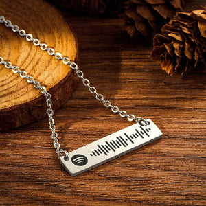 Personalized Bar Necklace Spotify Code Gifts Necklace Custom Music Spotify Scan Code Gifts Stainless Steel Necklace Gift
