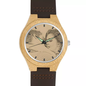 To My Wife - Custom Engraved Bamboo Photo Watch Leather Strap - 45mm