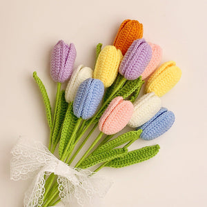 Tulip Crochet Flower Handmade Knitted Flower Gift for Lover - My Face Gifts