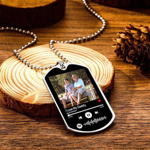 Personalized Music Spotify Code Gifts Stainless Steel Photo Necklace