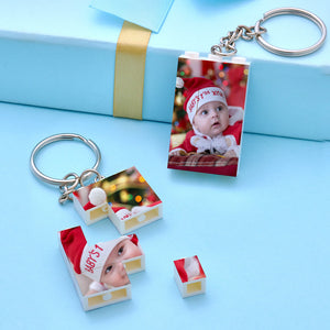 Custom Photo Building Block Vertical Keychain Bricks Puzzle Keyring - My Face Gifts