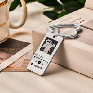 Personalized Keychain Custom Spotify Code Gifts Music Stainless Steel Heart Photo Keychain