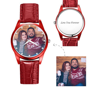 Custom Engraved With Red Or Blue Leather Strap For Women's Gift - 40mm