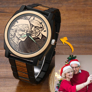 Personalized Photo Watch Engraved Wooden Watch-Christmas Gift - 45mm