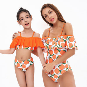 Sling One Piece Bikini Ruffled Parent-Child Swimsuit