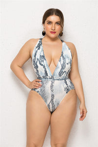 Printed Sexy Swimsuit Snake Print Plus Size One Piece Swimsuit