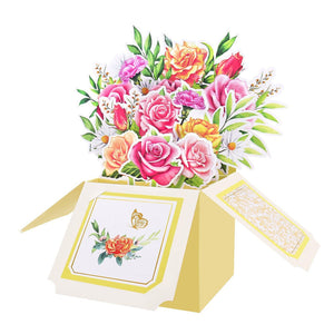 Colorful Floral Box Pop up Card for Valentine's Day