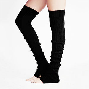 Women Winter Leg Warmers Above Knee Step On Foot Knitted Flor Socks
