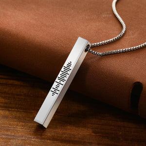 Scannable Code Gifts Music Necklace Custom 3D Engraved Vertical Bar Necklace Stainless Steel