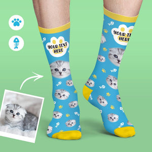 Custom Face Socks Personalized Cat Photo Socks Gifts For Pet Lover - Colorful Candy