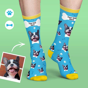 Custom Face On Socks Personalized Colorful Candy Dog Socks For Pet Lover - Blue