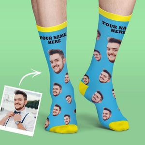 Custom Face On Socks Personalized Colorful Candy Photo And Name Socks