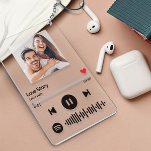 Custom Photo Keychain Scannable Spotify Code Gifts Music Plaques Acrylic Keyring - 2.1IN X 3.4IN