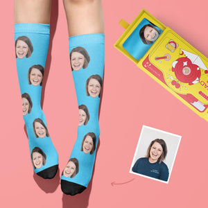 Custom Face On Socks Personalized Photo Socks Gifts For Her - Colorful