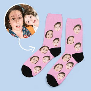 Custom Face On Socks Personalized Photo Socks Gifts For Mom - Colorful