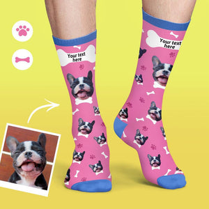 Custom Face On Socks Personalized Colorful Candy Dog Socks For Pet Lover - Pink