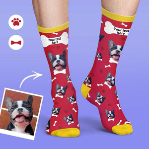 Custom Face On Socks Personalized Colorful Candy Dog Socks For Pet Lover - Red