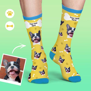 Custom Face On Socks Personalized Colorful Candy Dog Socks For Pet Lover - Yellow